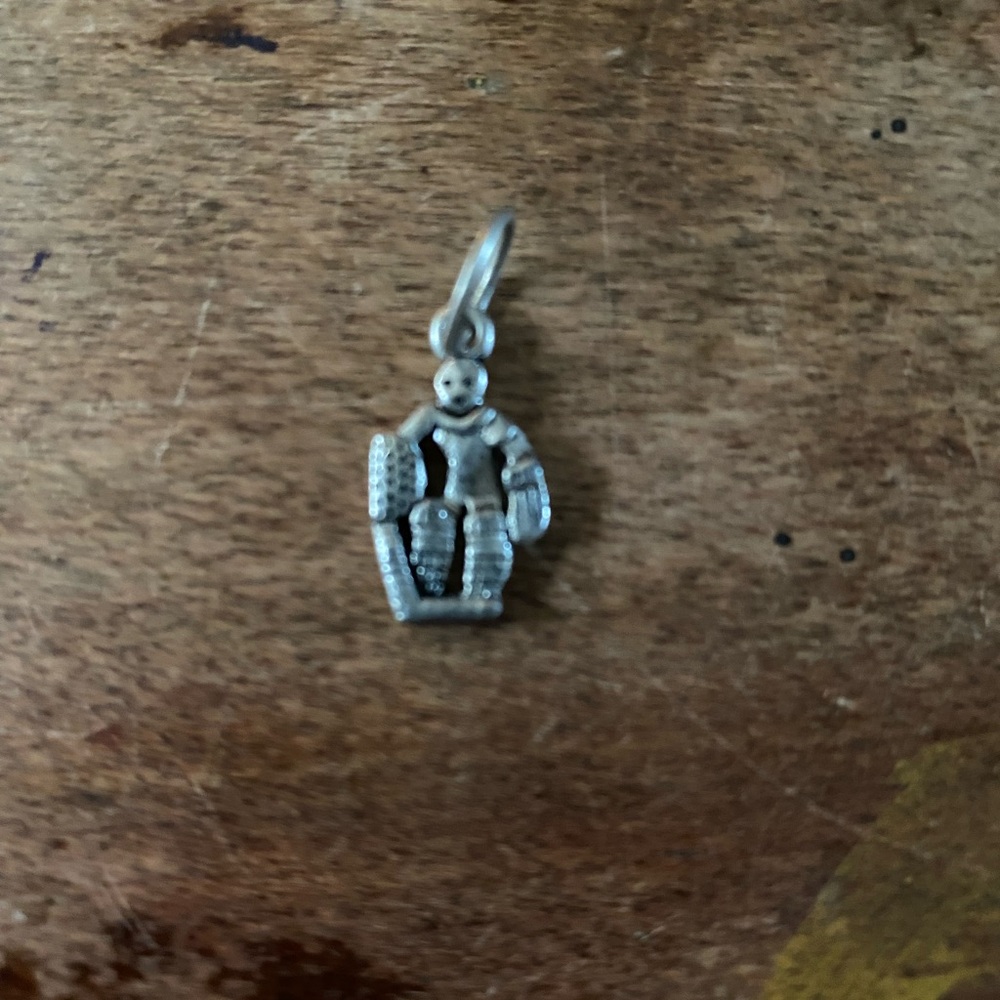 Quirky Silver Sporty Hockey Player pendant Charm